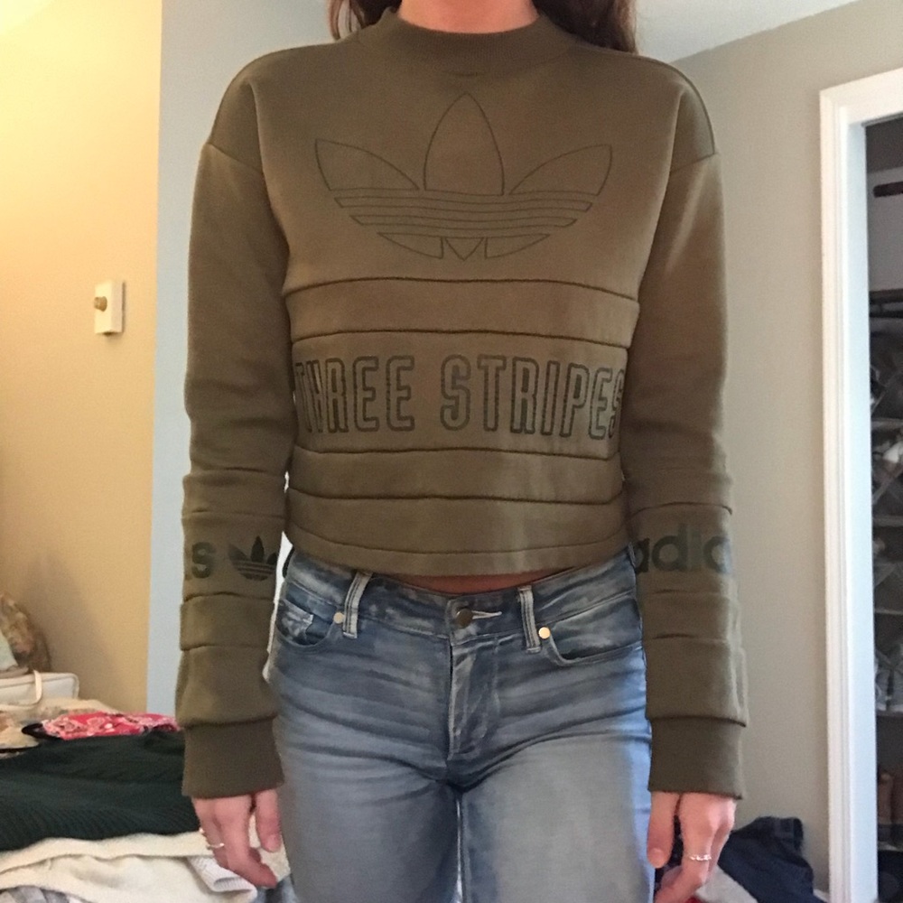 olive green adidas crewneck